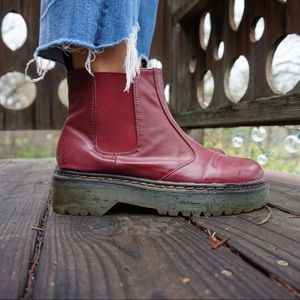 Burgundy slip-on ankle booties